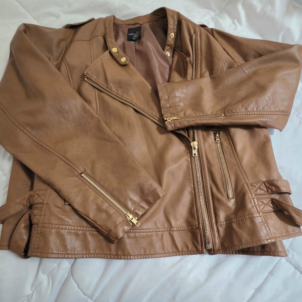 Lane Bryant Penny Brown Faux Leather Jacket Size 22/24 - Picture 8 of 15